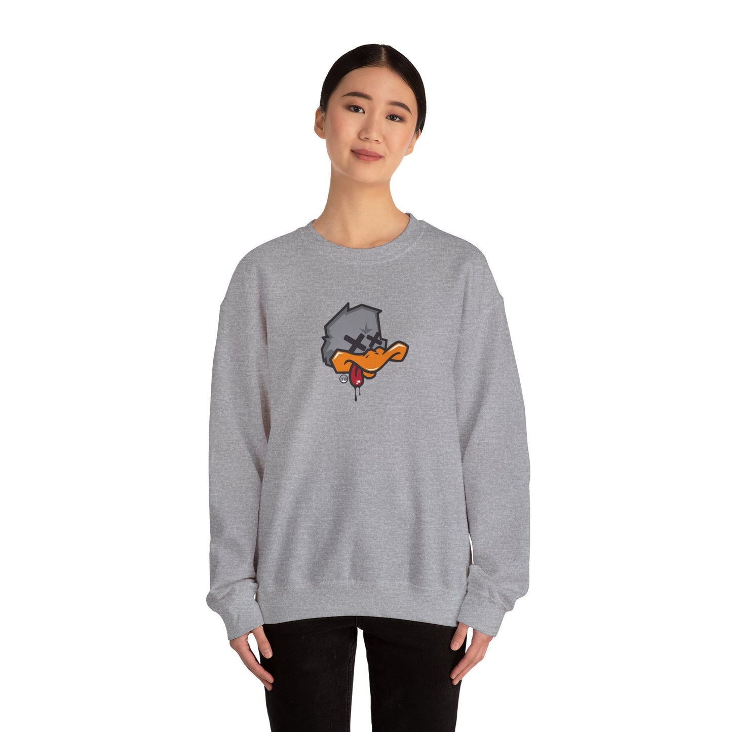 Edgy Cartoon Sweatshirt, Unisex Crewneck Pullovers, Graphic Sweater for Casual Wear, Hip-Hop Style Gift, Cozy Loungewear
